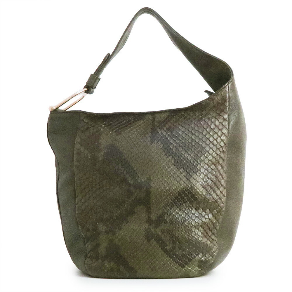 Gucci Bag Exotic Khaki Leather Python Greenwich S… - image 1